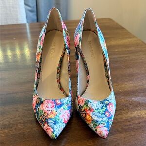 Nine West Floral Pointed-Toe Pumps in Blue and Pink